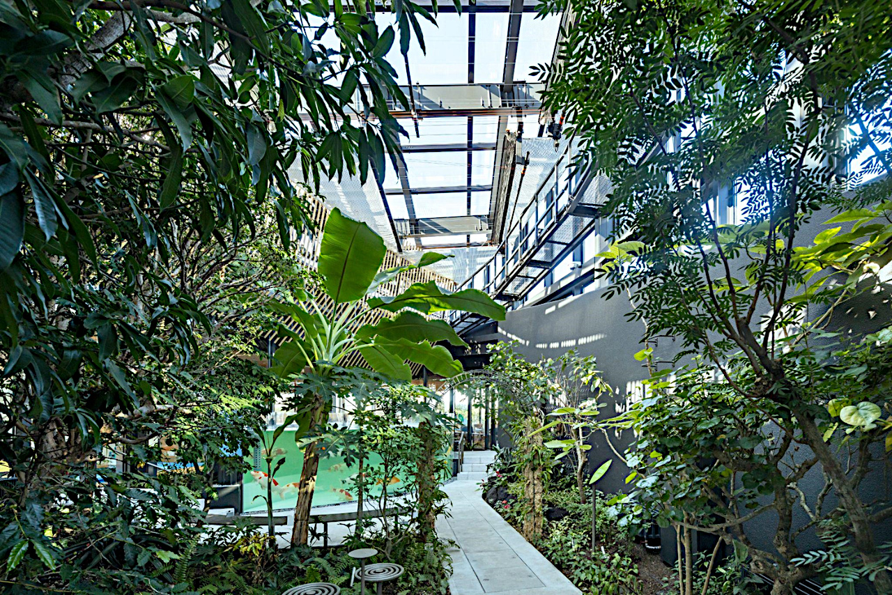 ガラス張りの温室「めぐりの森」