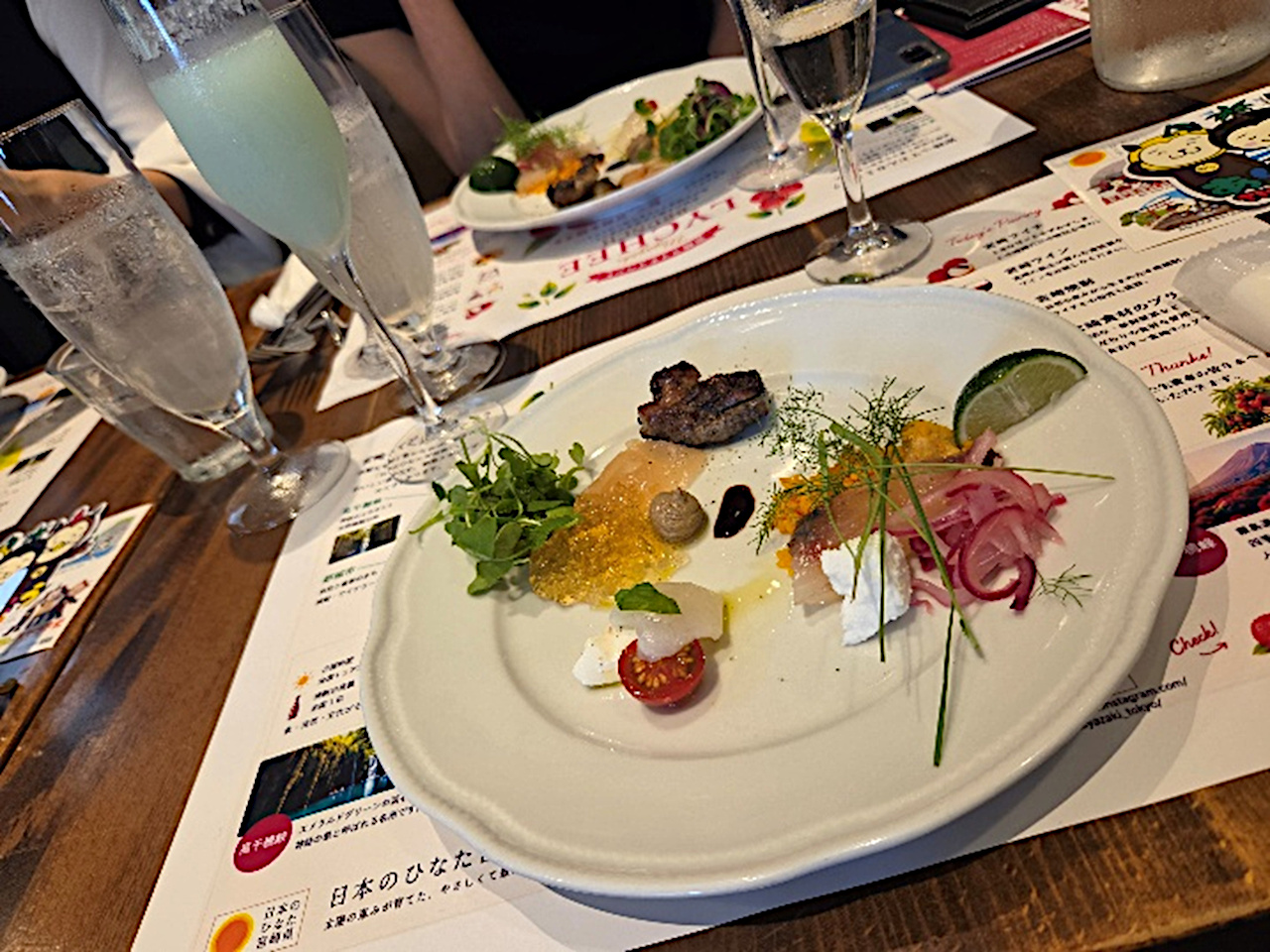 前菜と焼酎カクテル